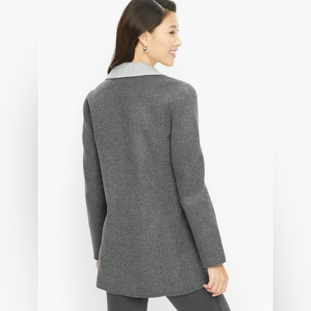 Like New Talbots Double Sided Wool Charcoal Coat Jacket Light Gray Lapel, 22 W - Picture 3 of 15